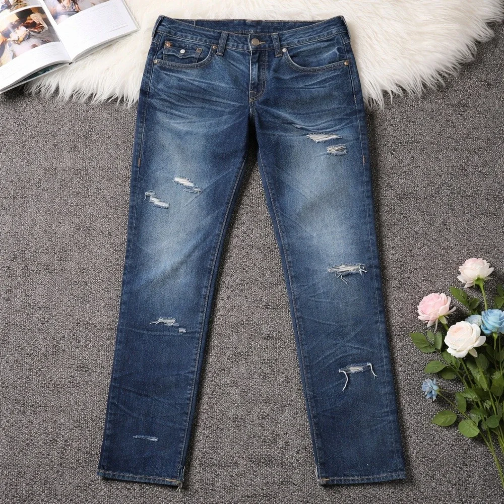 True Religion Geno Men's 32 Relaxed Slim Distressed Denim Jeans USA Made